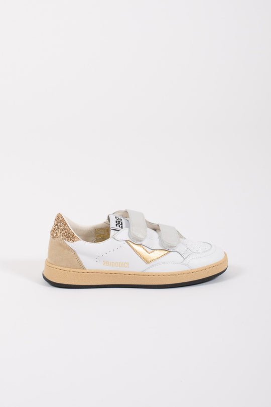 2b12 Sneakers Strappo Retro Glitter Bianco Bambina